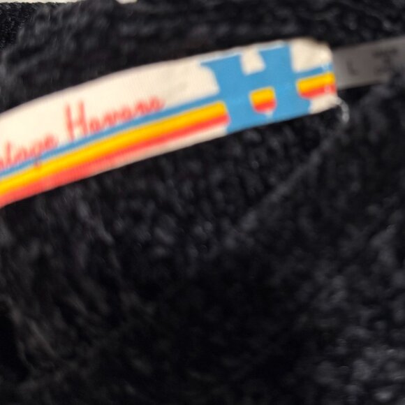 Vintage Havana Girls Black With White Stars Hoodie Wool Blend Long Sleeves L - Picture 4 of 5